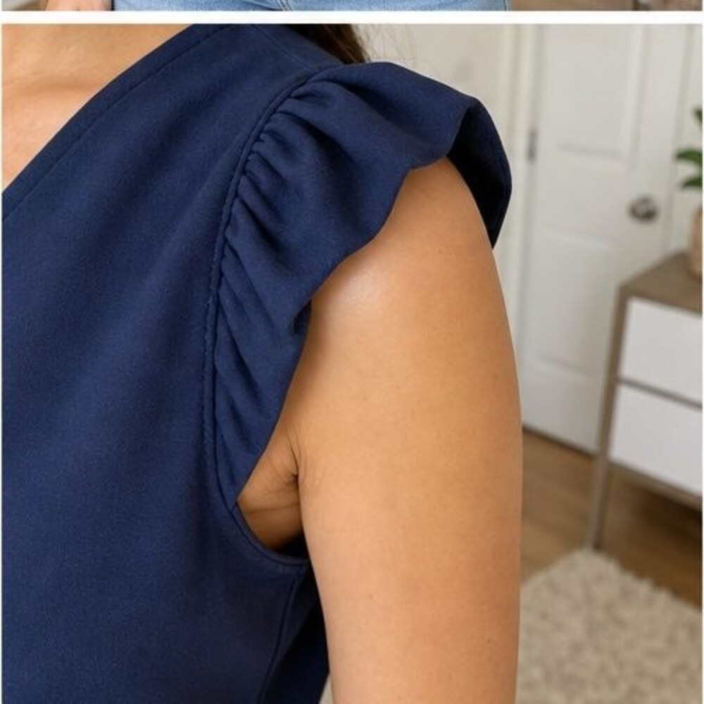 Navy Ruffle Blouse - Picture 5 of 6